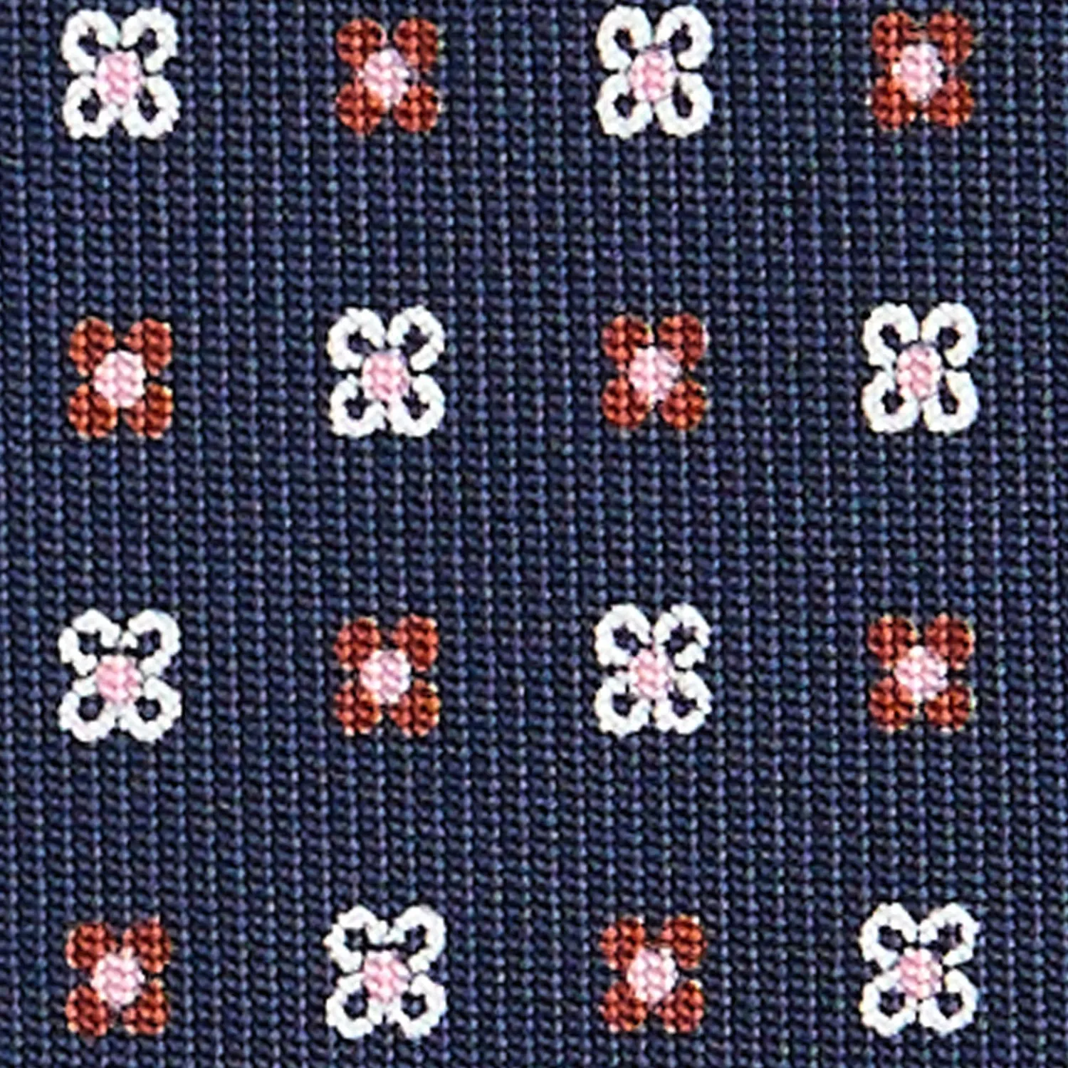 E.Marinella Cravatte In Seta Stampata|CRAVATTE|CRAVATTA SARTORIALE CLASSICA IN SETA BLU SCURO Microfantasia fiore