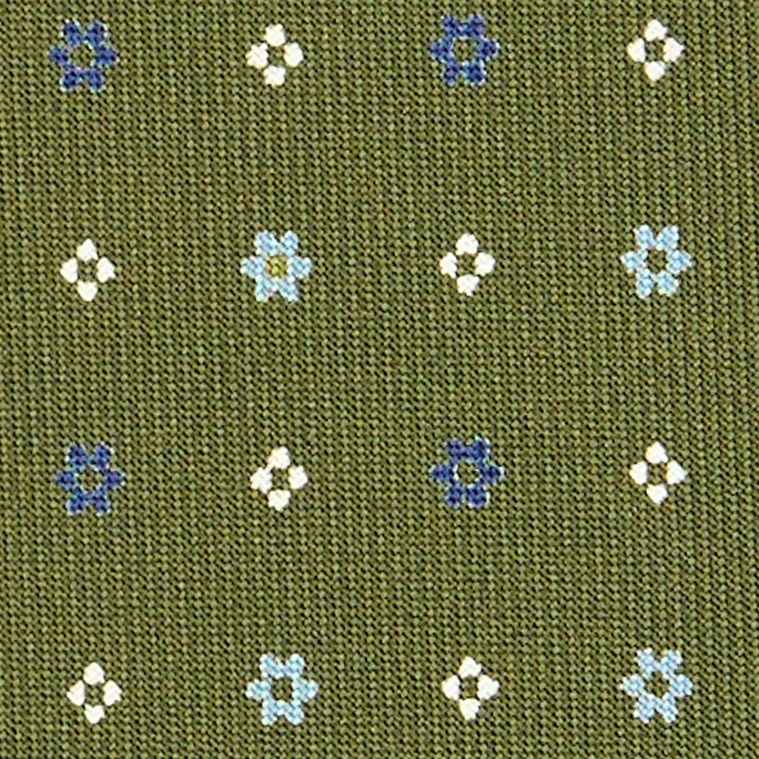E.Marinella CRAVATTE|Cravatte In Seta Stampata|CRAVATTA SARTORIALE CLASSICA IN SETA VERDE OLIVA Microfantasia fiore