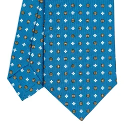 E.Marinella Cravatte In Seta Stampata|CRAVATTE|CRAVATTA SARTORIALE CLASSICA IN SETA BLU MEDIO Microfantasia fiore
