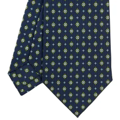 E.Marinella CRAVATTE|Cravatte In Seta Stampata|CRAVATTA SARTORIALE CLASSICA IN SETA BLU SCURO Microfantasia fiore