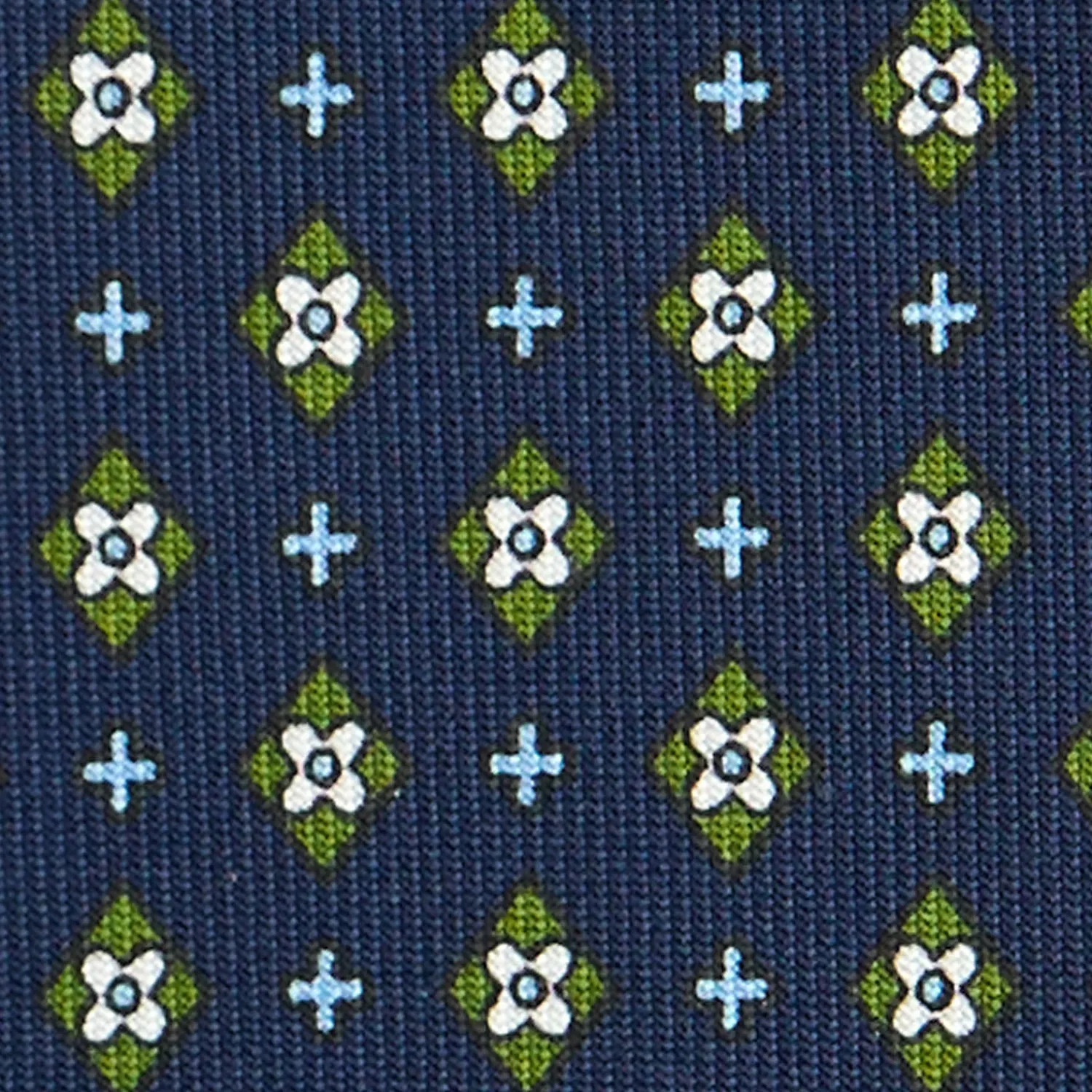 E.Marinella CRAVATTE|Cravatte In Seta Stampata|CRAVATTA SARTORIALE CLASSICA IN SETA BLU SCURO Microfantasia fiore
