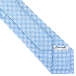E.Marinella CRAVATTE|Cravatte In Seta Stampata|CRAVATTA SARTORIALE CLASSICA IN SETA AZZURRA Microfantasia fiore