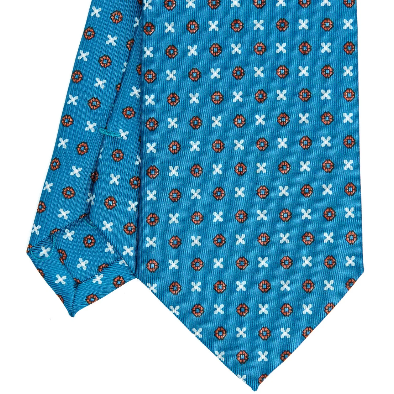 E.Marinella CRAVATTE|Cravatte In Seta Stampata|CRAVATTA SARTORIALE CLASSICA IN SETA BLU MEDIO Microfantasia fiore