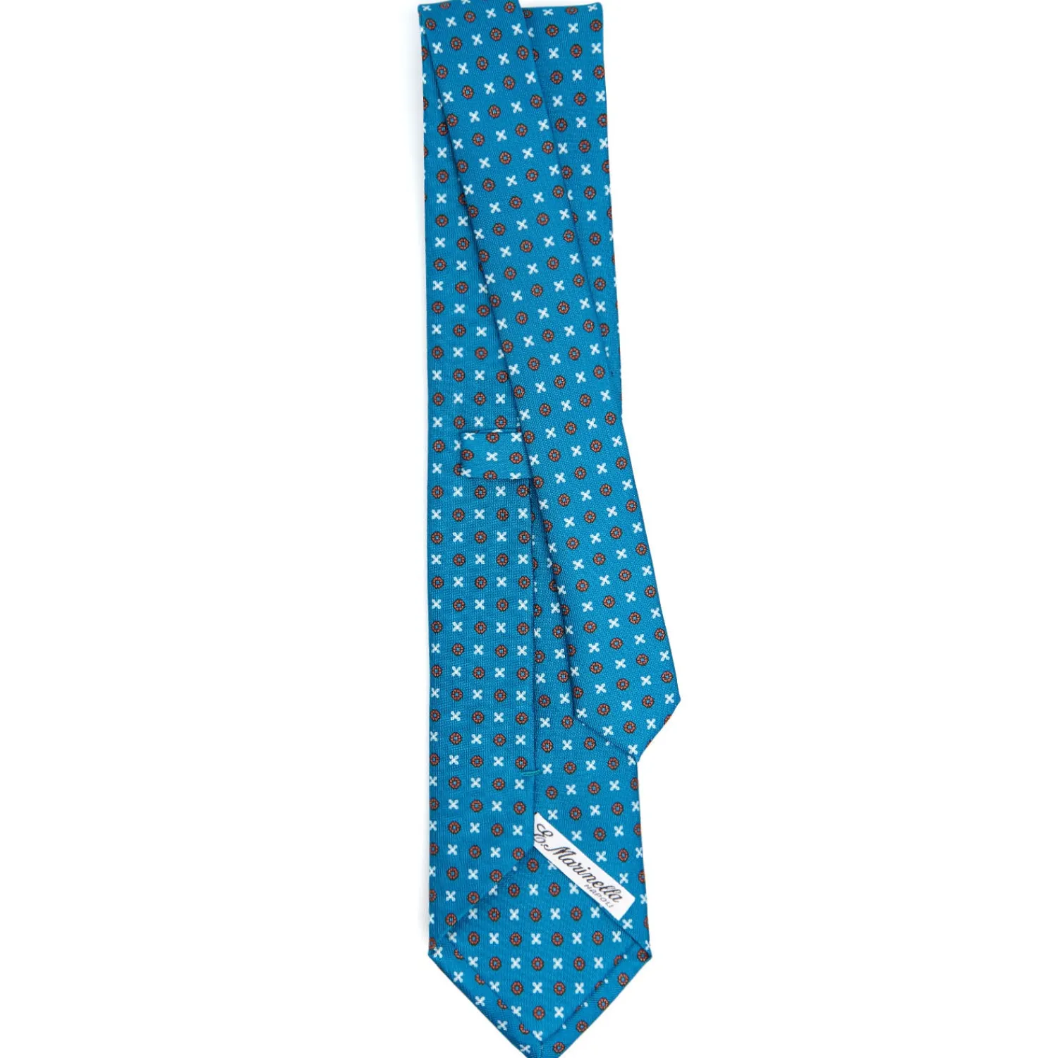 E.Marinella CRAVATTE|Cravatte In Seta Stampata|CRAVATTA SARTORIALE CLASSICA IN SETA BLU MEDIO Microfantasia fiore