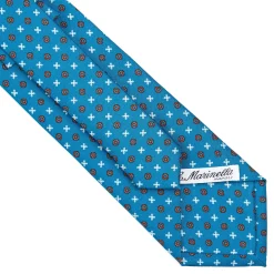 E.Marinella CRAVATTE|Cravatte In Seta Stampata|CRAVATTA SARTORIALE CLASSICA IN SETA BLU MEDIO Microfantasia fiore