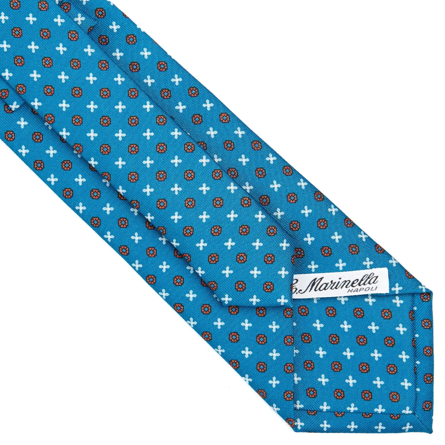 E.Marinella CRAVATTE|Cravatte In Seta Stampata|CRAVATTA SARTORIALE CLASSICA IN SETA BLU MEDIO Microfantasia fiore