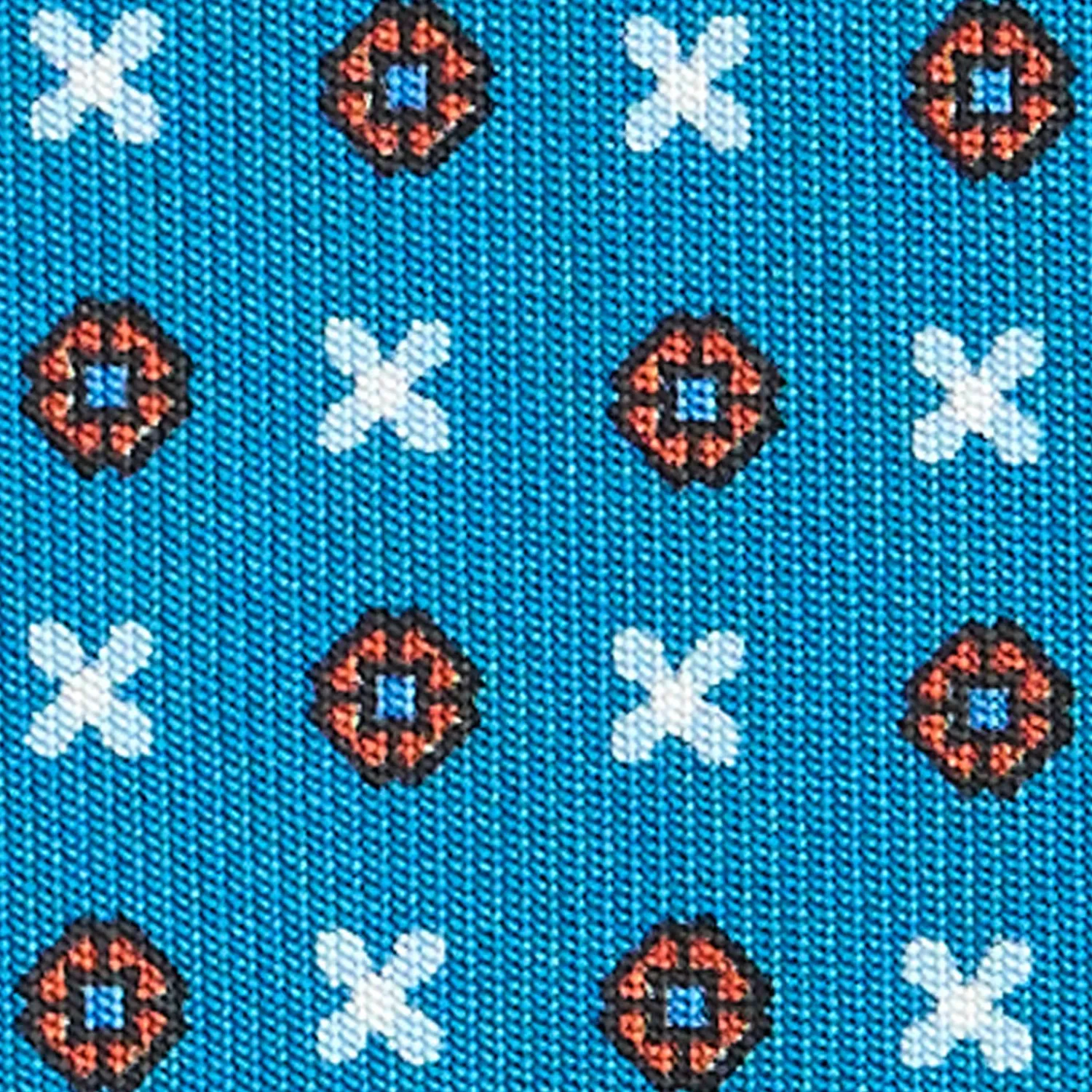 E.Marinella CRAVATTE|Cravatte In Seta Stampata|CRAVATTA SARTORIALE CLASSICA IN SETA BLU MEDIO Microfantasia fiore