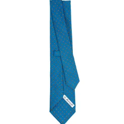 E.Marinella CRAVATTE|Cravatte In Seta Stampata|CRAVATTA SARTORIALE CLASSICA IN SETA BLU MEDIO Microfantasia fiore