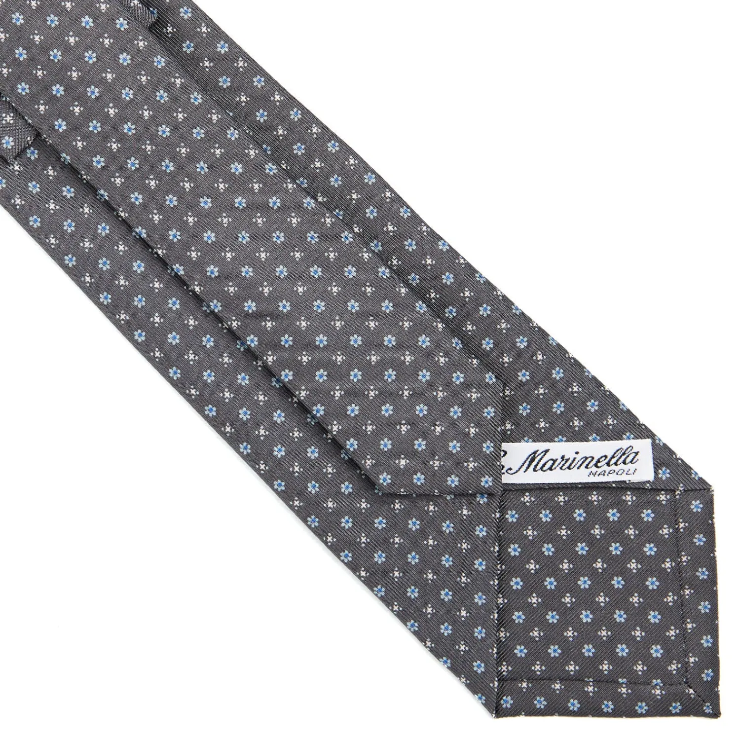 E.Marinella CRAVATTE|Cravatte In Seta Stampata|CRAVATTA SARTORIALE CLASSICA IN SETA GRIGIO SCURO Microfantasia fiore