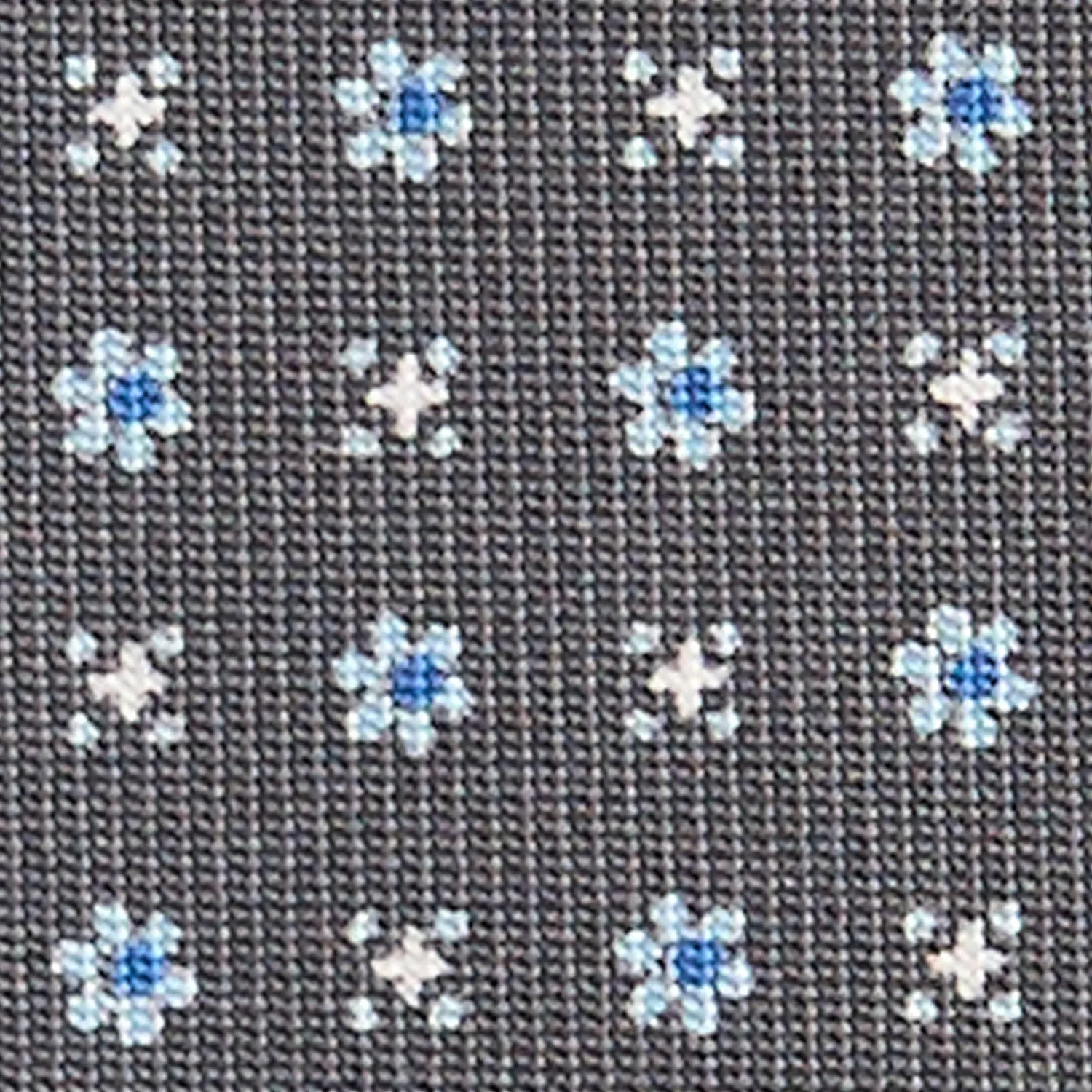 E.Marinella CRAVATTE|Cravatte In Seta Stampata|CRAVATTA SARTORIALE CLASSICA IN SETA GRIGIO SCURO Microfantasia fiore
