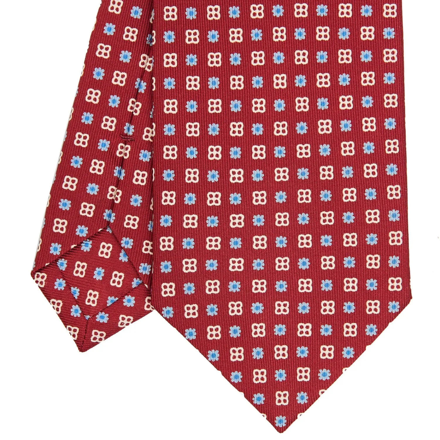 E.Marinella CRAVATTE|Cravatte In Seta Stampata|CRAVATTA SARTORIALE CLASSICA IN SETA BORDEAUX Microfantasia fiore