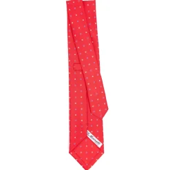 E.Marinella CRAVATTE|Cravatte In Seta Stampata|CRAVATTA SARTORIALE CLASSICA IN SETA ROSSA Microfantasia fiore