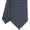 E.Marinella CRAVATTE|Cravatte In Seta Stampata|CRAVATTA SARTORIALE CLASSICA IN SETA BLU SCURO Microfantasia fiore