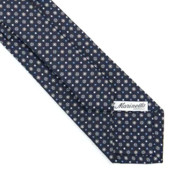 E.Marinella CRAVATTE|Cravatte In Seta Stampata|CRAVATTA SARTORIALE CLASSICA IN SETA BLU SCURO Microfantasia fiore