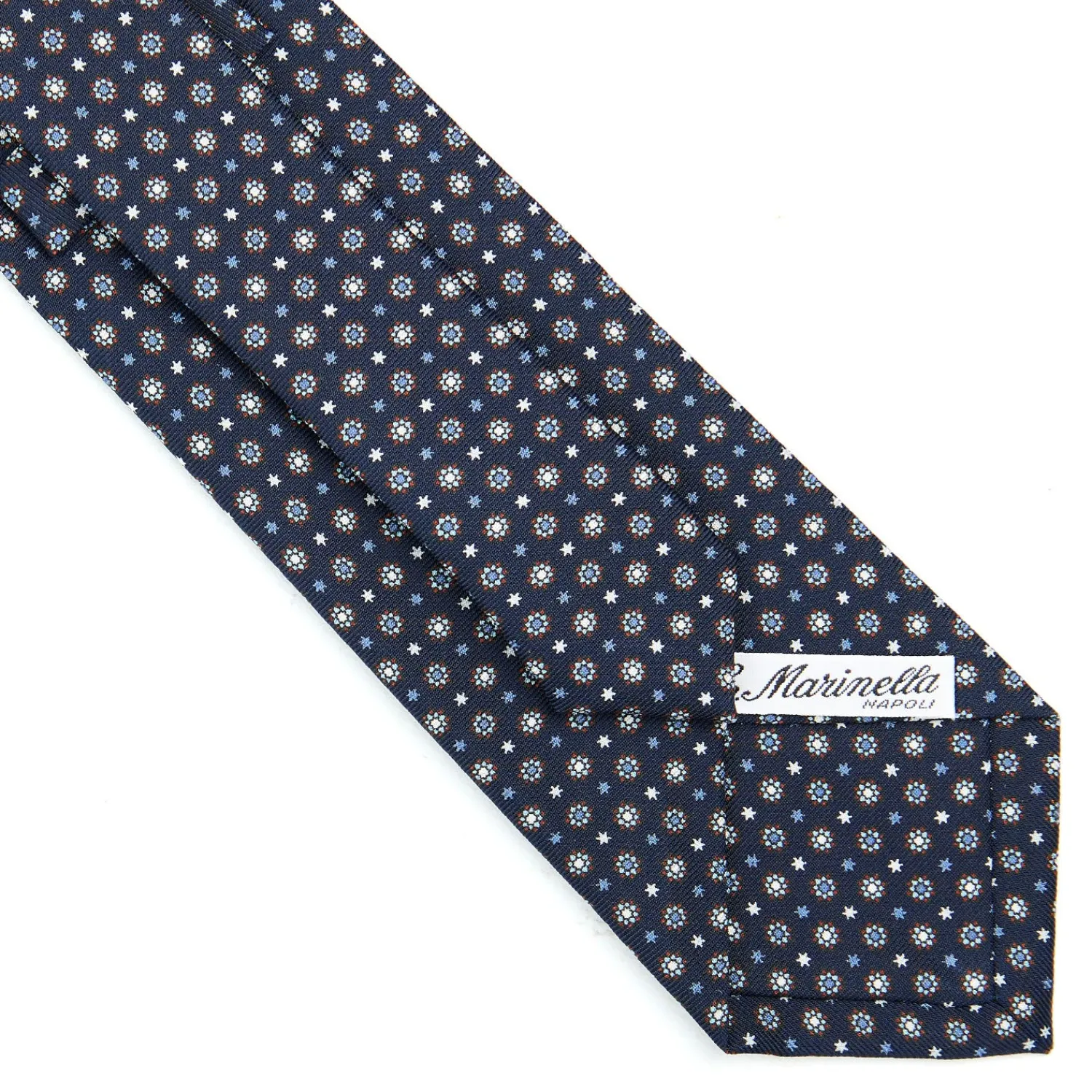 E.Marinella CRAVATTE|Cravatte In Seta Stampata|CRAVATTA SARTORIALE CLASSICA IN SETA BLU SCURO Microfantasia fiore