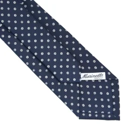 E.Marinella CRAVATTE|Cravatte In Seta Stampata|CRAVATTA SARTORIALE CLASSICA IN SETA BLU SCURO Microfantasia fiore