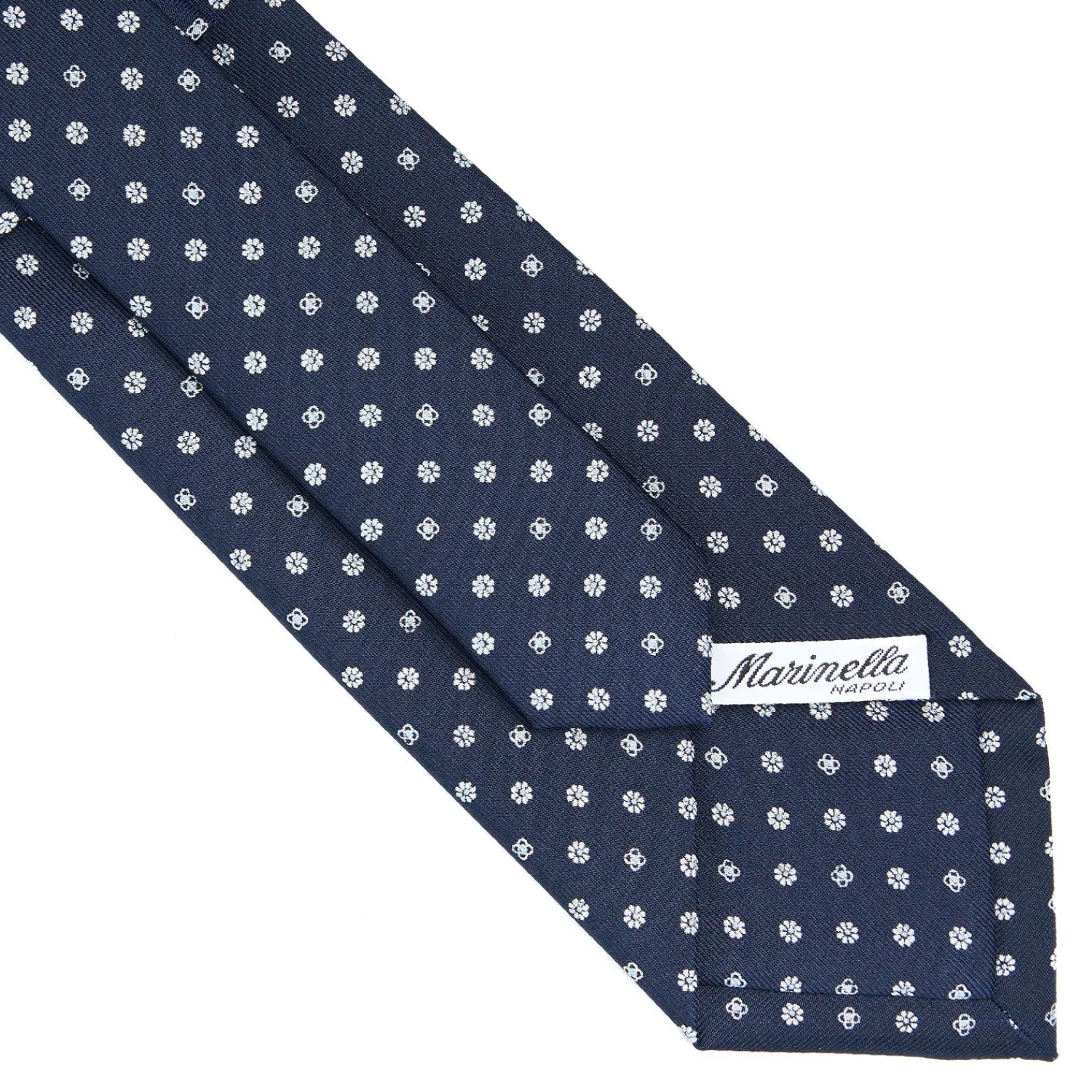 E.Marinella CRAVATTE|Cravatte In Seta Stampata|CRAVATTA SARTORIALE CLASSICA IN SETA BLU SCURO Microfantasia fiore