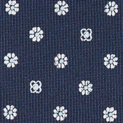 E.Marinella CRAVATTE|Cravatte In Seta Stampata|CRAVATTA SARTORIALE CLASSICA IN SETA BLU SCURO Microfantasia fiore