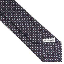 E.Marinella CRAVATTE|Cravatte In Seta Stampata|CRAVATTA SARTORIALE CLASSICA IN SETA BLU SCURO Microfantasia fiore