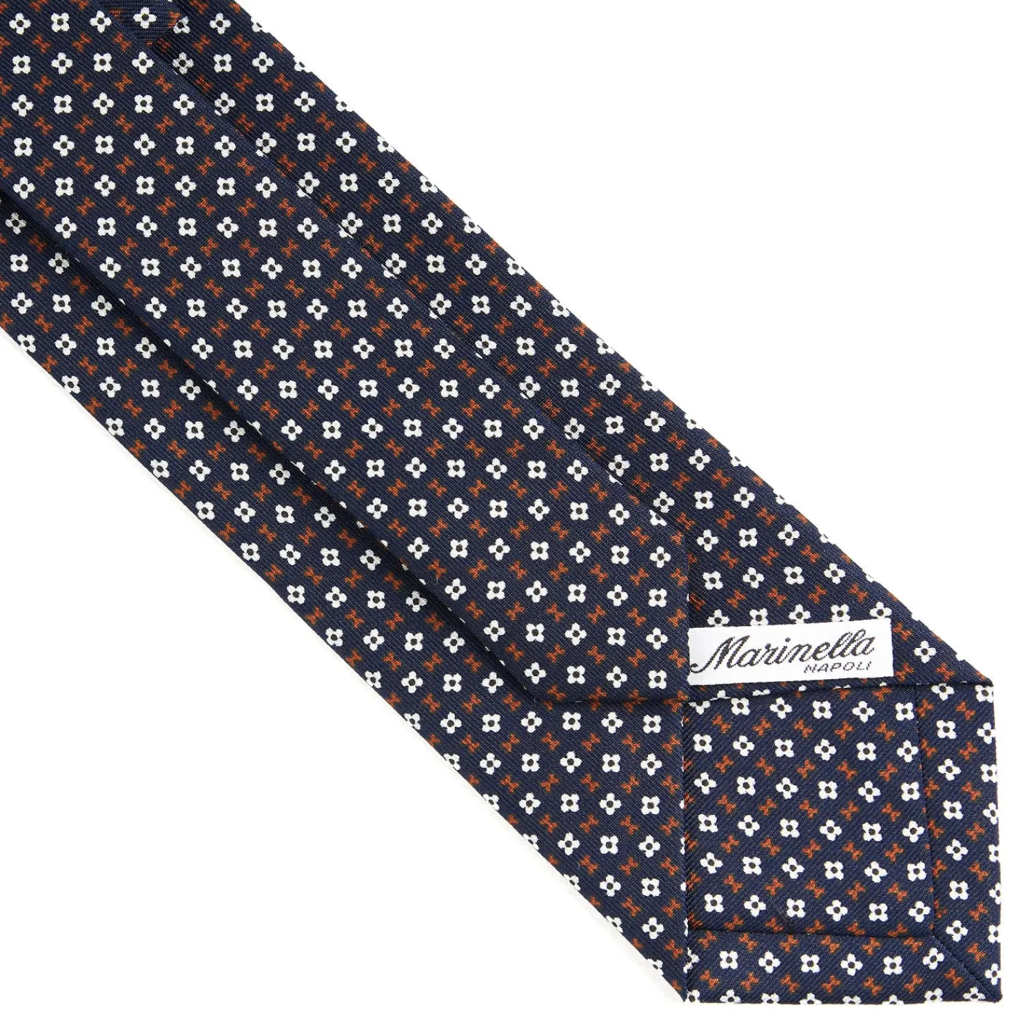 E.Marinella CRAVATTE|Cravatte In Seta Stampata|CRAVATTA SARTORIALE CLASSICA IN SETA BLU SCURO Microfantasia fiore