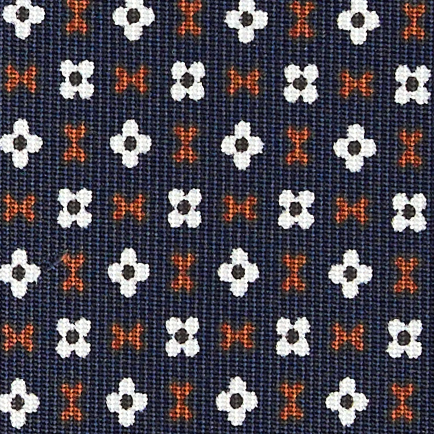 E.Marinella CRAVATTE|Cravatte In Seta Stampata|CRAVATTA SARTORIALE CLASSICA IN SETA BLU SCURO Microfantasia fiore