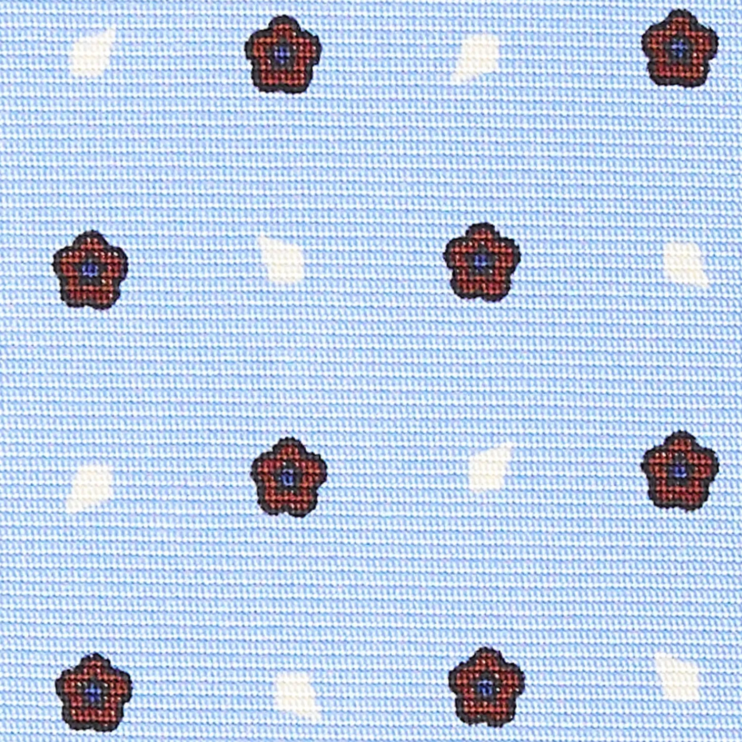 E.Marinella CRAVATTE|Cravatte In Seta Stampata|CRAVATTA SARTORIALE CLASSICA IN SETA AZZURRA Microfantasia fiore