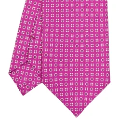 E.Marinella CRAVATTE|Cravatte In Seta Stampata|CRAVATTA SARTORIALE CLASSICA IN SETA FUCSIA Microfantasia fiore