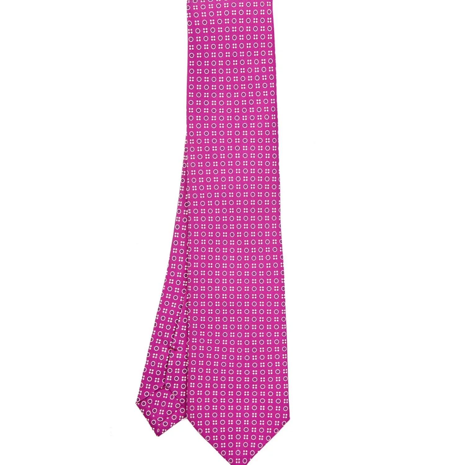 E.Marinella CRAVATTE|Cravatte In Seta Stampata|CRAVATTA SARTORIALE CLASSICA IN SETA FUCSIA Microfantasia fiore