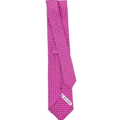 E.Marinella CRAVATTE|Cravatte In Seta Stampata|CRAVATTA SARTORIALE CLASSICA IN SETA FUCSIA Microfantasia fiore