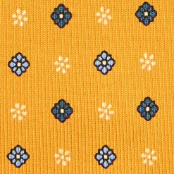 E.Marinella CRAVATTE|Cravatte In Seta Stampata|CRAVATTA SARTORIALE CLASSICA IN SETA GIALLA Microfantasia fiore
