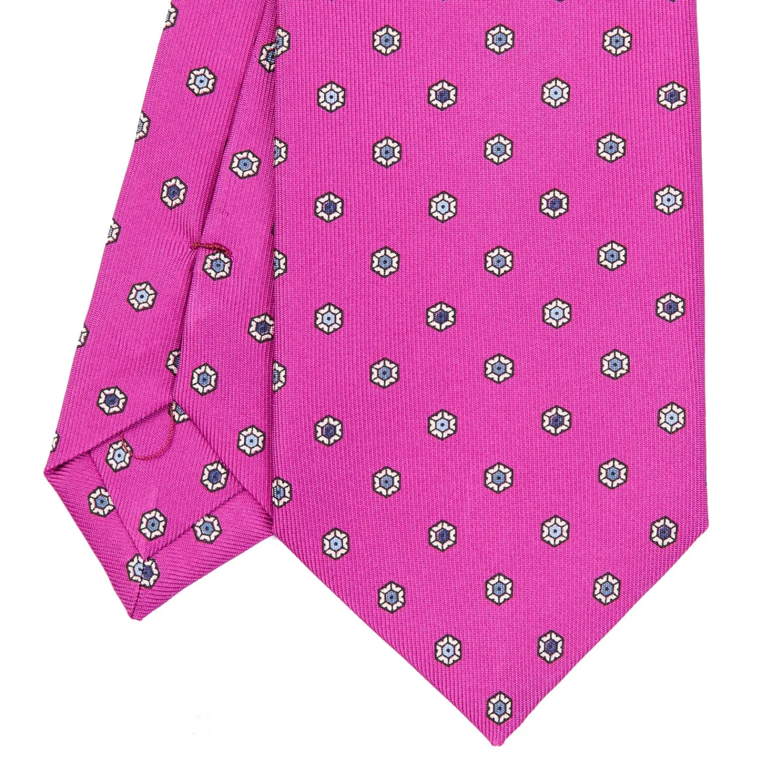 E.Marinella CRAVATTE|Cravatte In Seta Stampata|CRAVATTA SARTORIALE CLASSICA IN SETA FUCSIA Microfantasia fiore