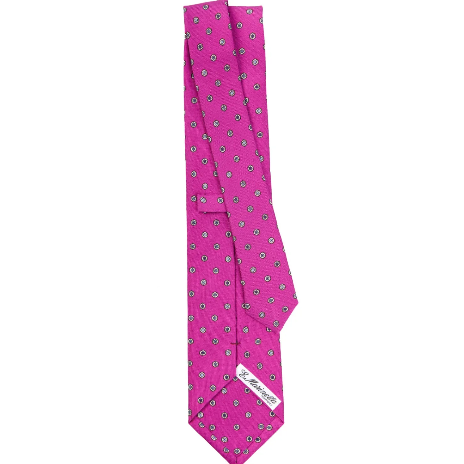 E.Marinella CRAVATTE|Cravatte In Seta Stampata|CRAVATTA SARTORIALE CLASSICA IN SETA FUCSIA Microfantasia fiore