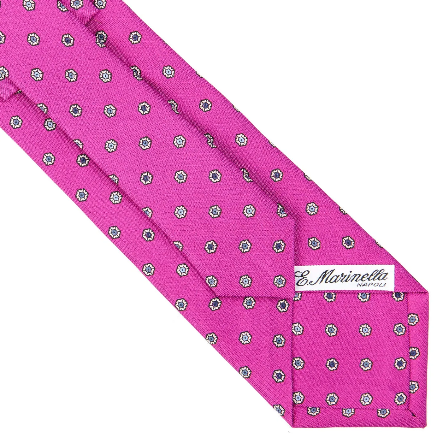 E.Marinella CRAVATTE|Cravatte In Seta Stampata|CRAVATTA SARTORIALE CLASSICA IN SETA FUCSIA Microfantasia fiore