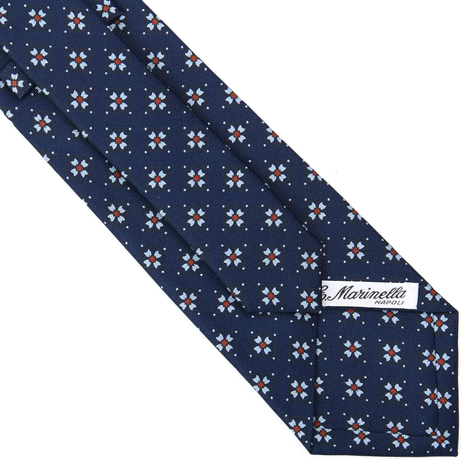 E.Marinella CRAVATTE|Cravatte In Seta Stampata|CRAVATTA SARTORIALE CLASSICA IN SETA BLU SCURO Microfantasia fiore