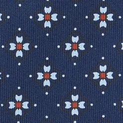E.Marinella CRAVATTE|Cravatte In Seta Stampata|CRAVATTA SARTORIALE CLASSICA IN SETA BLU SCURO Microfantasia fiore
