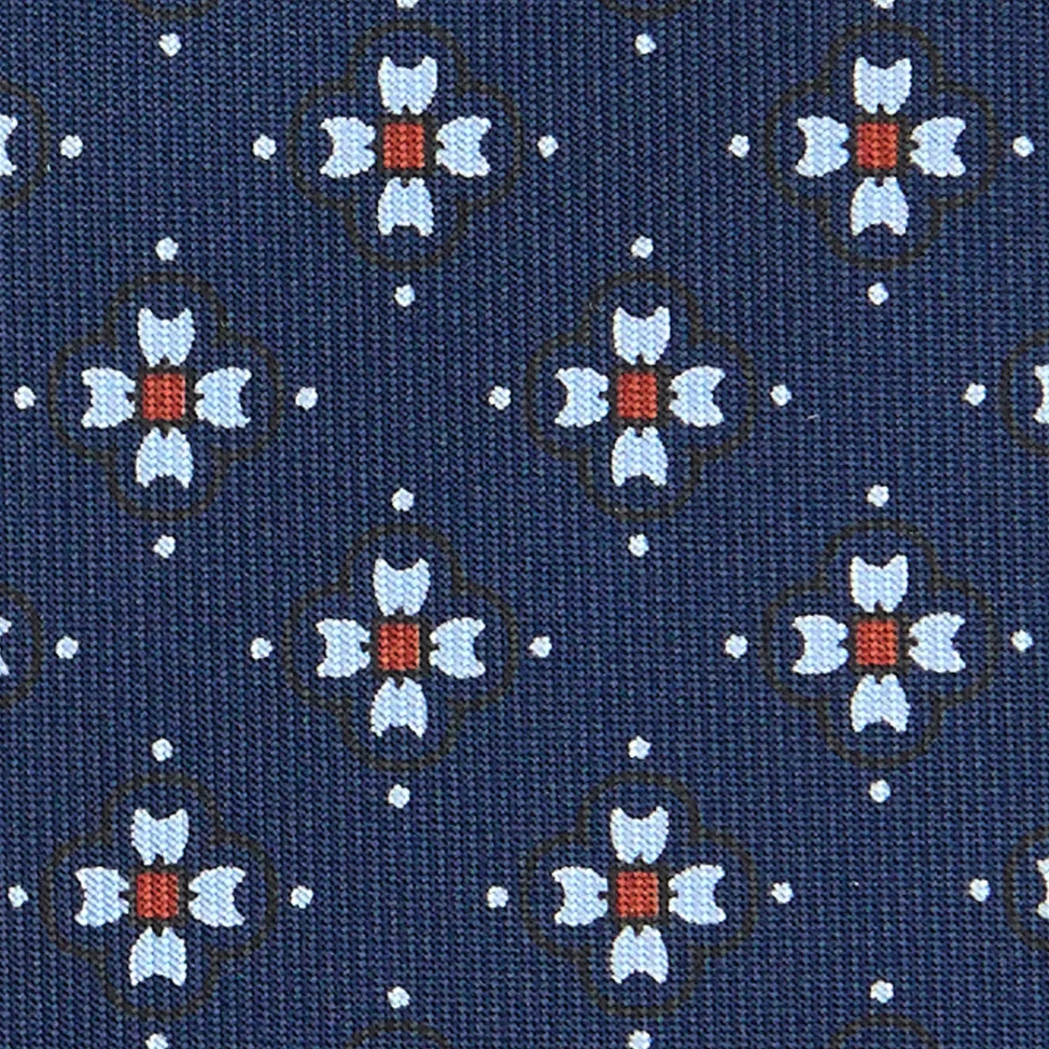 E.Marinella CRAVATTE|Cravatte In Seta Stampata|CRAVATTA SARTORIALE CLASSICA IN SETA BLU SCURO Microfantasia fiore