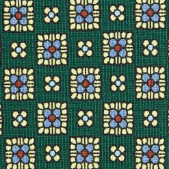 E.Marinella CRAVATTE|Cravatte In Seta Stampata|CRAVATTA SARTORIALE CLASSICA IN SETA VERDE SCURO Microfantasia fiore