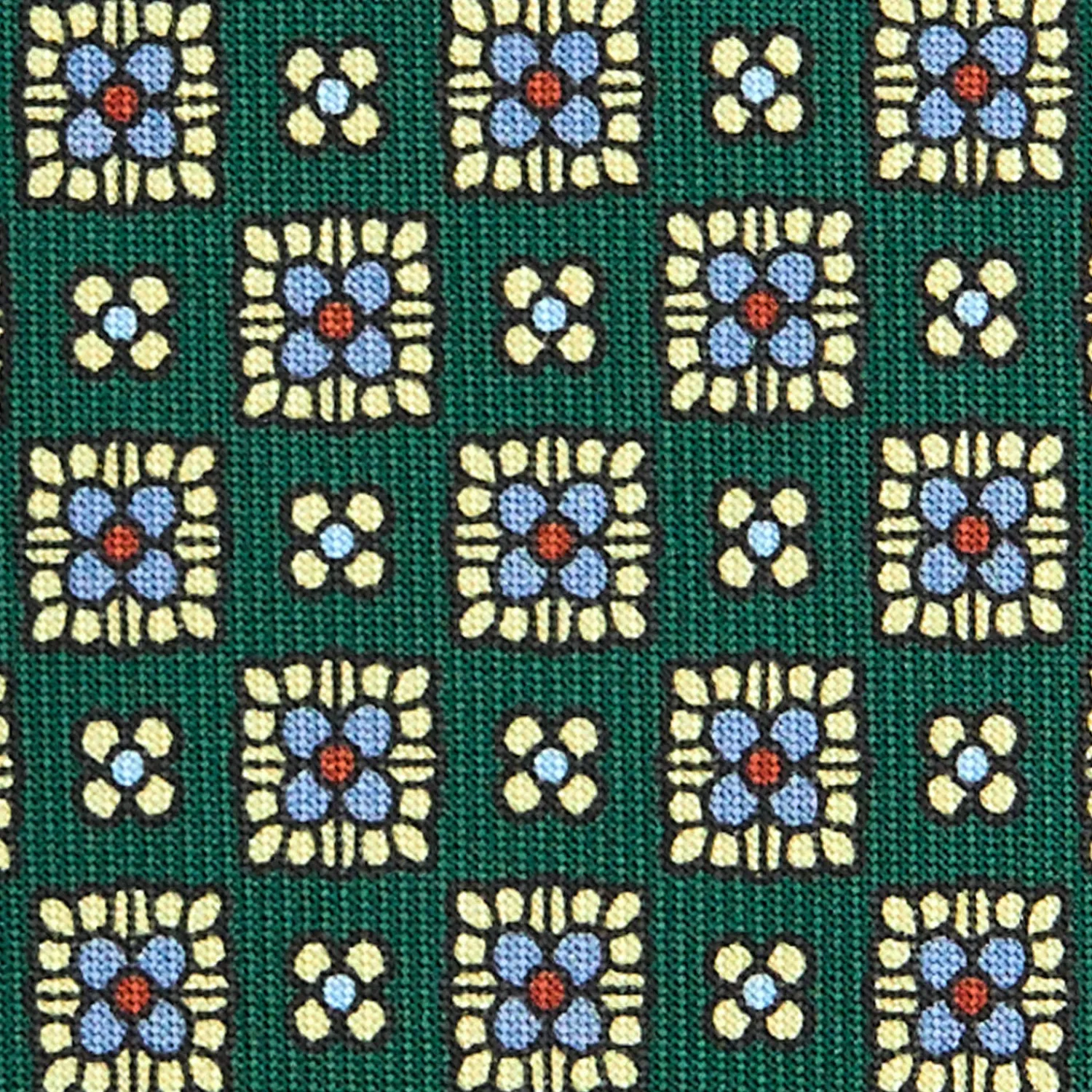 E.Marinella CRAVATTE|Cravatte In Seta Stampata|CRAVATTA SARTORIALE CLASSICA IN SETA VERDE SCURO Microfantasia fiore