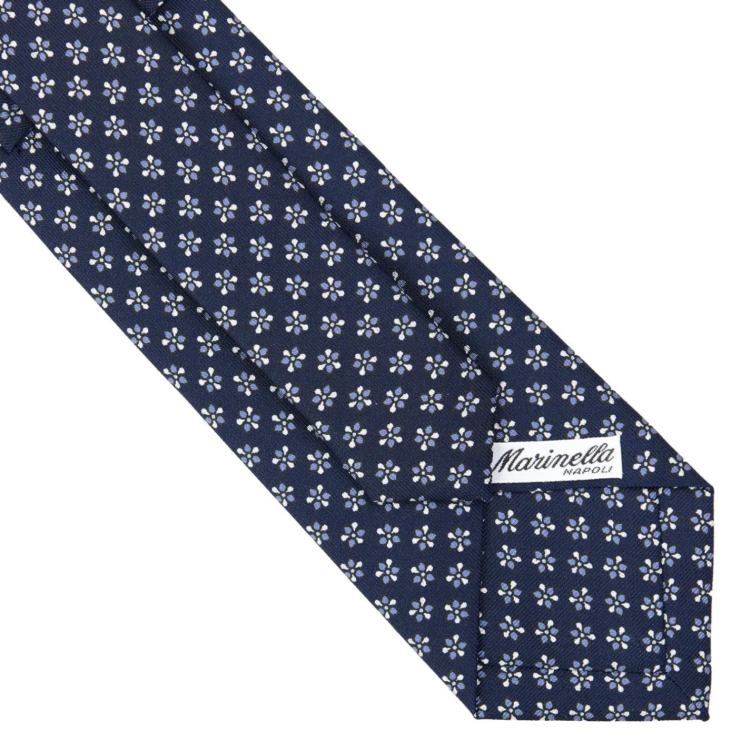 E.Marinella CRAVATTE|Cravatte In Seta Stampata|CRAVATTA SARTORIALE CLASSICA IN SETA BLU SCURO Microfantasia fiore