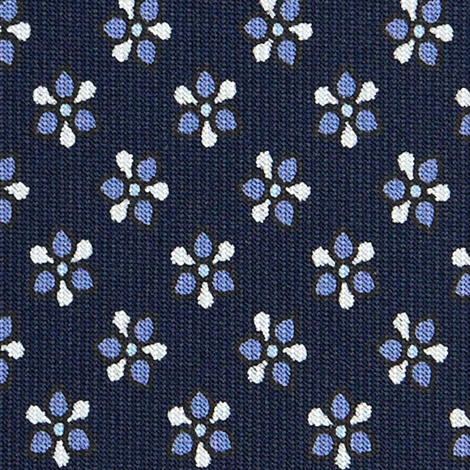 E.Marinella CRAVATTE|Cravatte In Seta Stampata|CRAVATTA SARTORIALE CLASSICA IN SETA BLU SCURO Microfantasia fiore