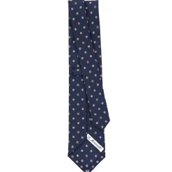 E.Marinella CRAVATTE|Cravatte In Seta Stampata|CRAVATTA SARTORIALE CLASSICA IN SETA BLU SCURO Microfantasia fiore