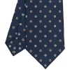 E.Marinella CRAVATTE|Cravatte In Seta Stampata|CRAVATTA SARTORIALE CLASSICA IN SETA BLU SCURO Microfantasia fiore