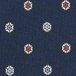 E.Marinella CRAVATTE|Cravatte In Seta Stampata|CRAVATTA SARTORIALE CLASSICA IN SETA BLU SCURO Microfantasia fiore