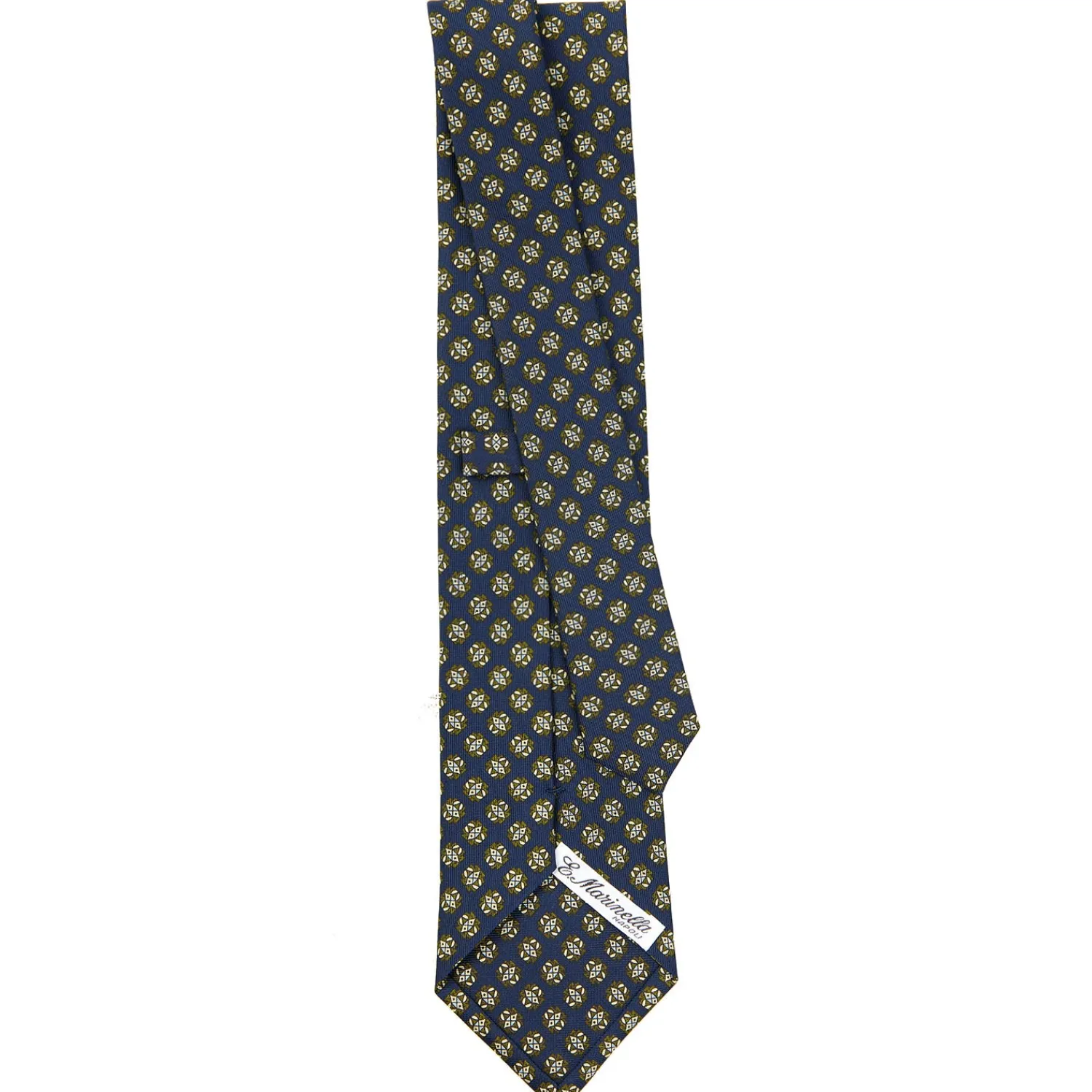 E.Marinella CRAVATTE|Cravatte In Seta Stampata|CRAVATTA SARTORIALE CLASSICA IN SETA BLU SCURO Microfantasia fiore
