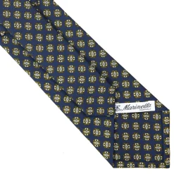 E.Marinella CRAVATTE|Cravatte In Seta Stampata|CRAVATTA SARTORIALE CLASSICA IN SETA BLU SCURO Microfantasia fiore
