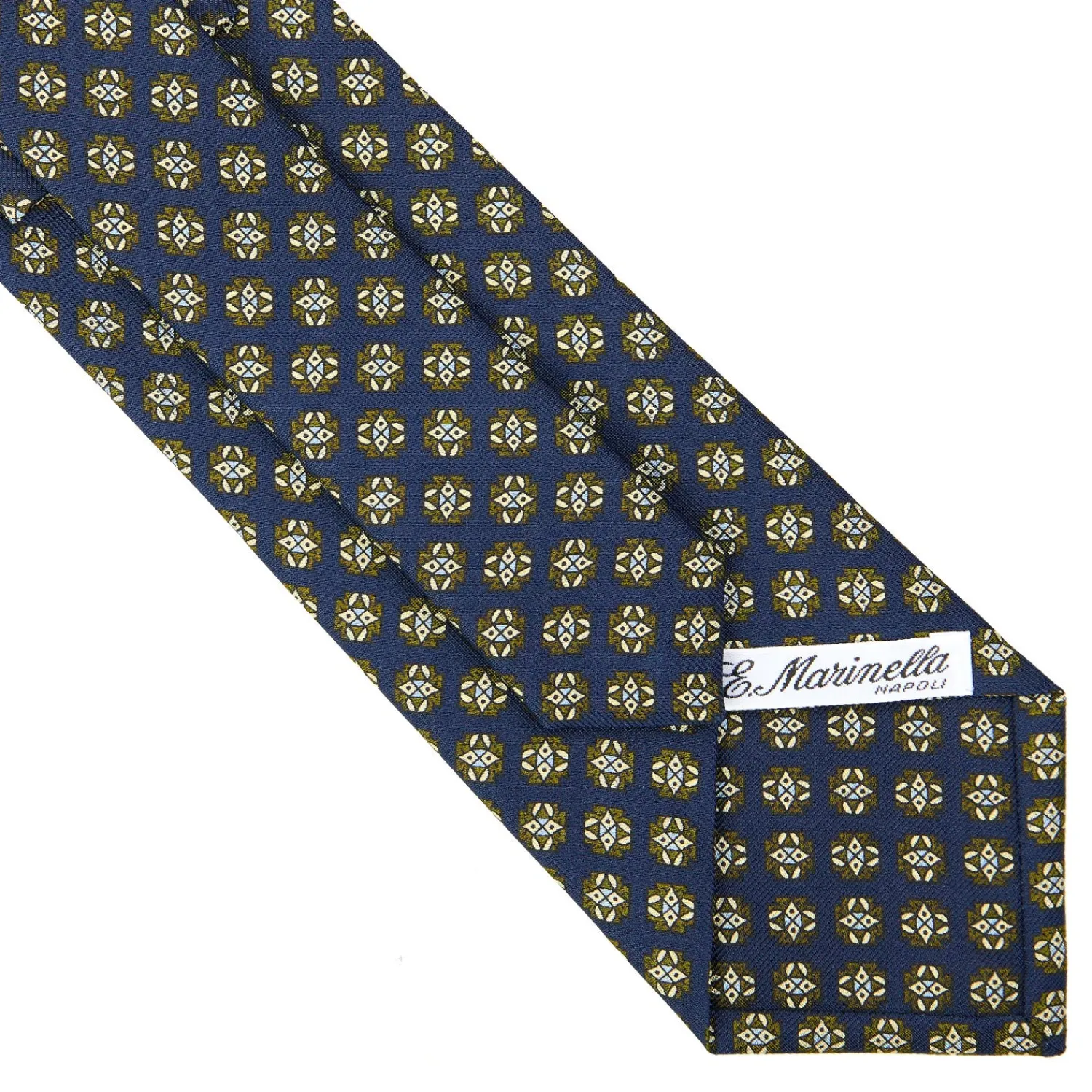 E.Marinella CRAVATTE|Cravatte In Seta Stampata|CRAVATTA SARTORIALE CLASSICA IN SETA BLU SCURO Microfantasia fiore