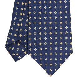 E.Marinella CRAVATTE|Cravatte In Seta Stampata|CRAVATTA SARTORIALE CLASSICA IN SETA BLU SCURO Microfantasia fiore