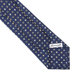 E.Marinella CRAVATTE|Cravatte In Seta Stampata|CRAVATTA SARTORIALE CLASSICA IN SETA BLU SCURO Microfantasia fiore