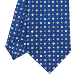 E.Marinella CRAVATTE|Cravatte In Seta Stampata|CRAVATTA SARTORIALE CLASSICA IN SETA BLU Microfantasia fiore