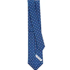 E.Marinella CRAVATTE|Cravatte In Seta Stampata|CRAVATTA SARTORIALE CLASSICA IN SETA BLU Microfantasia fiore